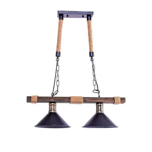 Традиционен полилей, 2*e27, кафяв, метал и канап