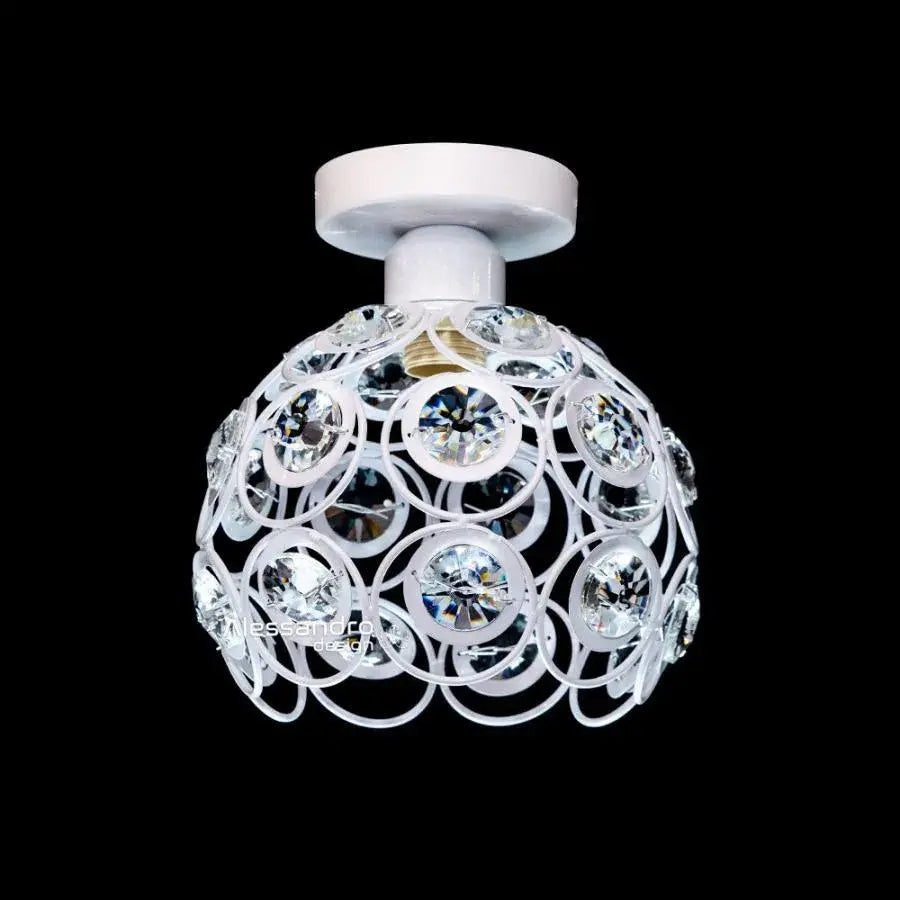Vera Chandelier, 1*E27, бял, метален и кристал