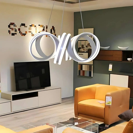 LED полилей, окачен с Infinity Twist 180W дистанционно управление, вълнообразно, студено/гореща/неутрална светлина, бяла, бяла, регулируема височина