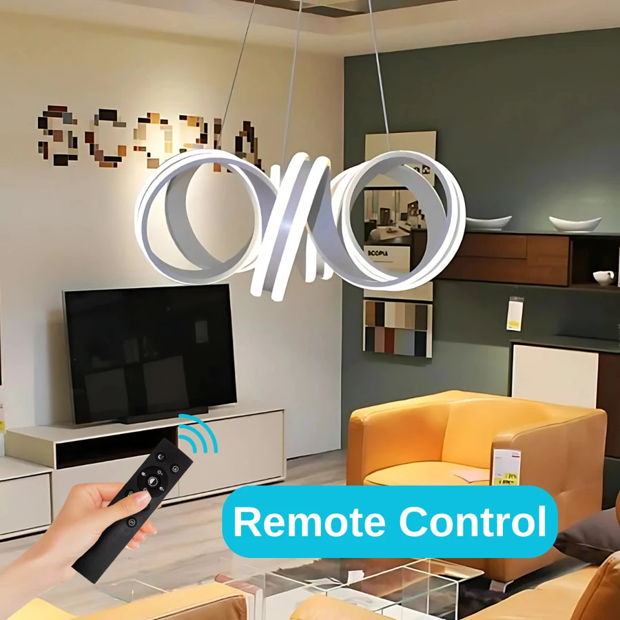 LED полилей, окачен с Infinity Twist 180W дистанционно управление, вълнообразно, студено/гореща/неутрална светлина, бяла, бяла, регулируема височина