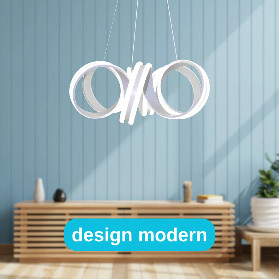 LED полилей, окачен с Infinity Twist 180W дистанционно управление, вълнообразно, студено/гореща/неутрална светлина, бяла, бяла, регулируема височина