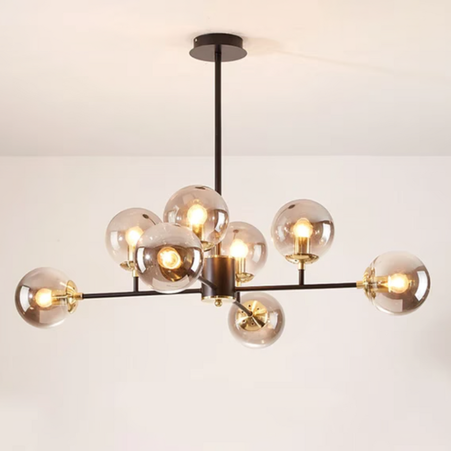 Jermija Chandelier с Abbajur, 8x E27, черно злато