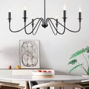 Candelabru Cristal Oliveto 6xE14, Diametru 63cm, Negru, Inaltime Reglabila