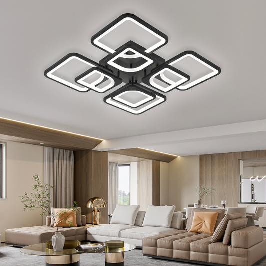 LED полилей с Zoe Remote Control, 8 квадрата, 130W, студена/гореща/неутрална светлина, нестабилна, черна