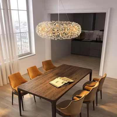 Кристален полилей минута 12x G9, диаметър 60 см, лъскаво злато, регулируема височина