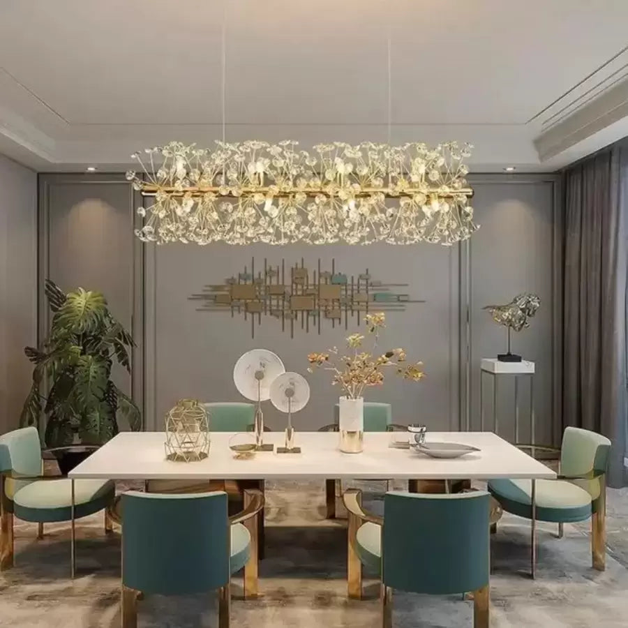 Кристален полилей Minuet 9x G9, дължина 70 см, лъскаво злато, регулируема височина