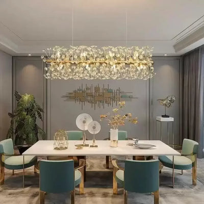 Кристален полилей Minuet 9x G9, дължина 70 см, лъскаво злато, регулируема височина