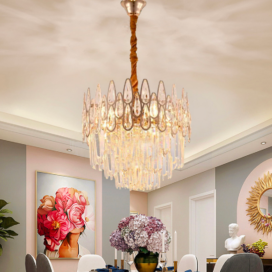 Crystal Chandelier Alhambra Petito 3x E14, 30см диаметър, лъскаво злато, регулируема височина