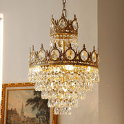 Кристален полилей Royal Petito, 6xe14, диаметър 45 cm, лъскаво злато, регулируема височина