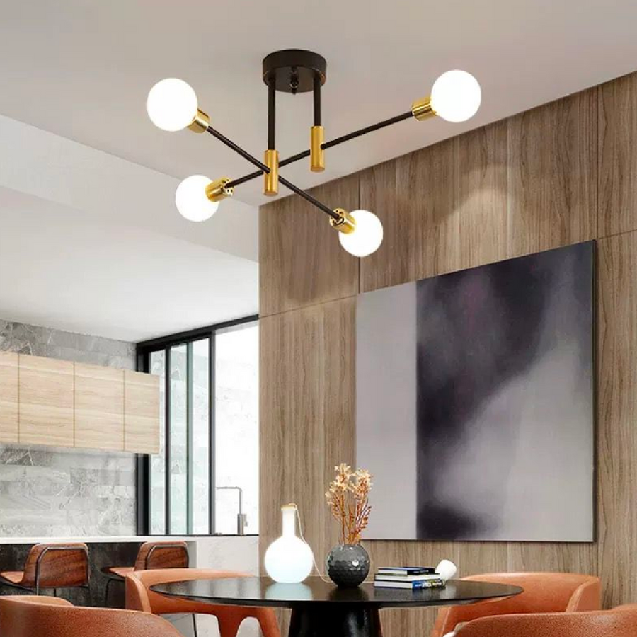Модернистичен похот на езичници, 4x E27, черно и златно, модерен дизайн