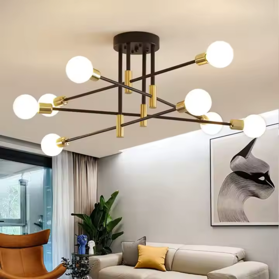 Модернистичен полилей Hexa 8 Duo, 8x E27, Black and Gold, Modern Design