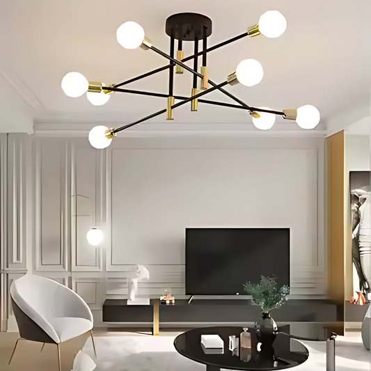 Модернистичен полилей Hexa 8 Duo, 8x E27, Black and Gold, Modern Design