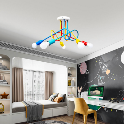 Минималистичен полилей, с оръжие, ангиоло, вълнообразно, 5xe27, мултиокол