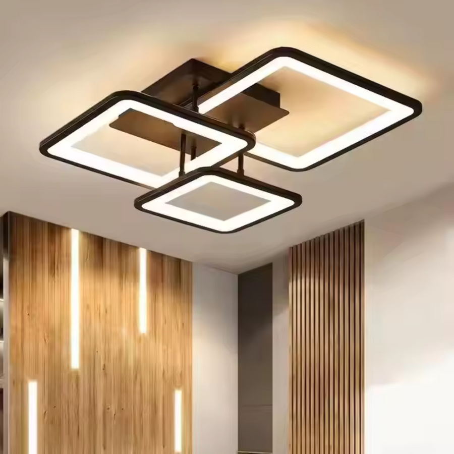 LED полилей със Zoe 64W дистанционно управление, 3 квадрата, студена/гореща/неутрална светлина, нестабилна, черна