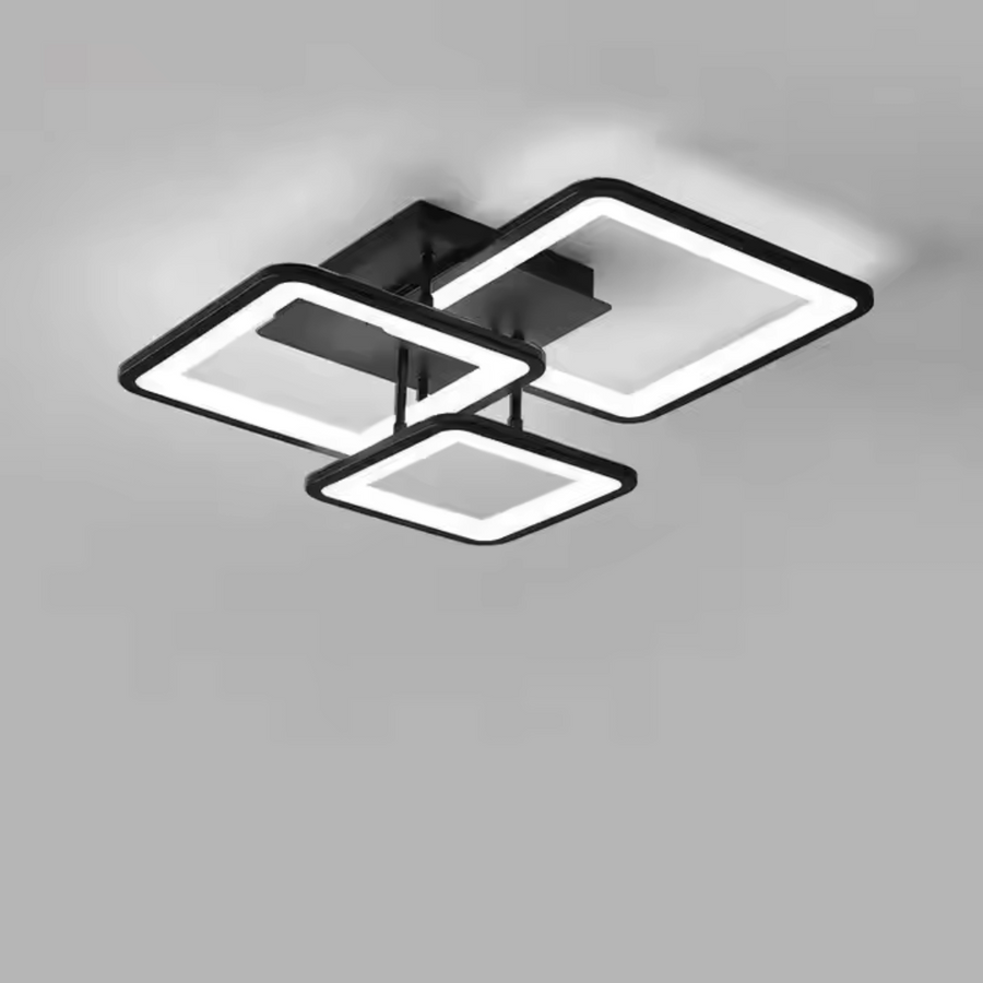 LED полилей със Zoe 64W дистанционно управление, 3 квадрата, студена/гореща/неутрална светлина, нестабилна, черна