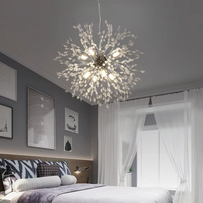 Кристален полилей Schönbrunn, 9x G9, диаметър 49cm, лъскаво сребро, регулируема височина