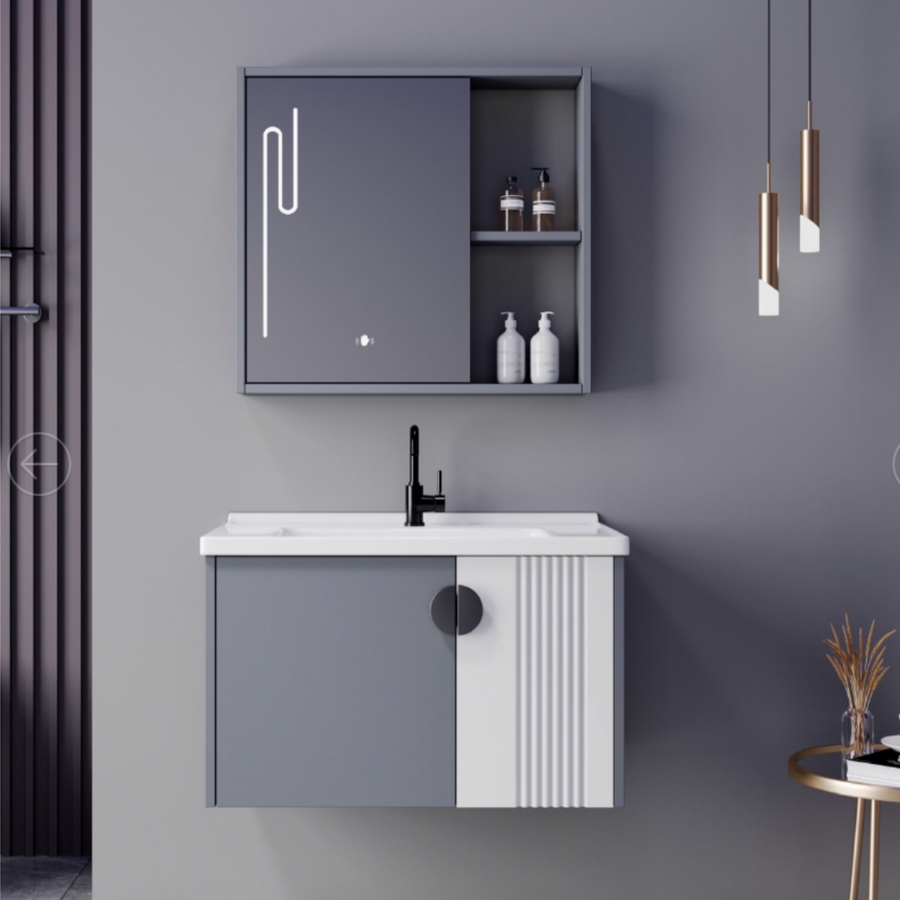 Комплект мебели за баня Mykonos, 80x40см, 2 парчета, сиво и бяло