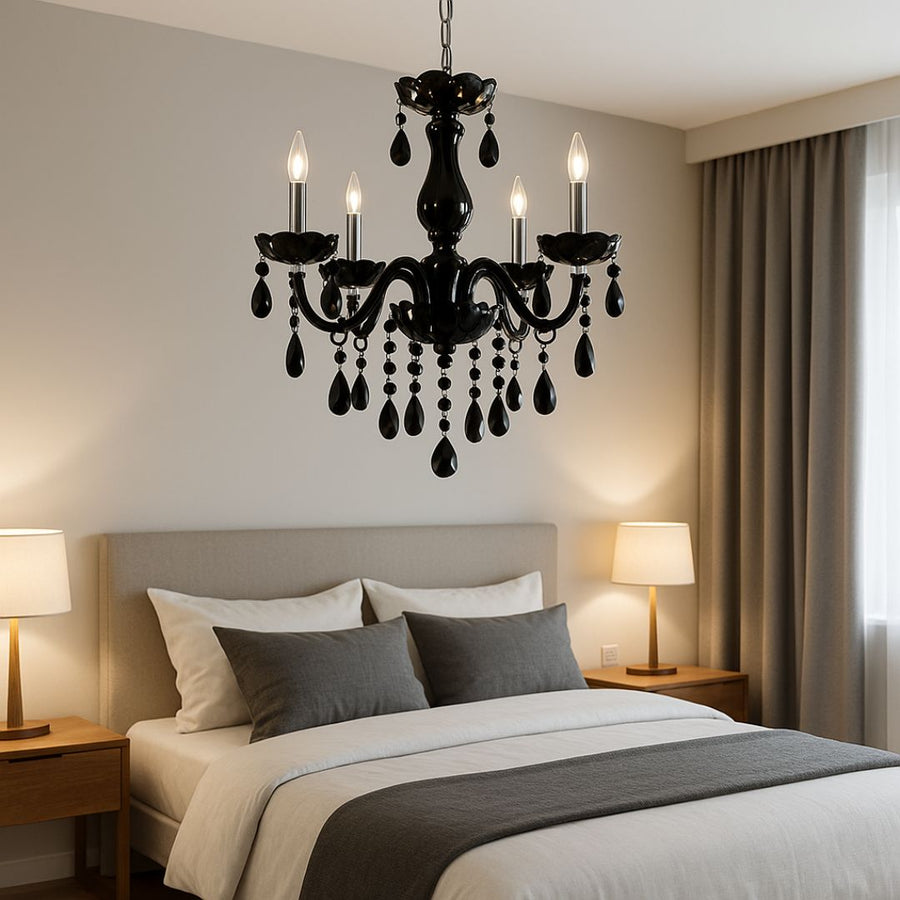 Alnwick Crystal Chandelier Eleganza, 5xe14, диаметър 48 cm, черен, регулируема височина