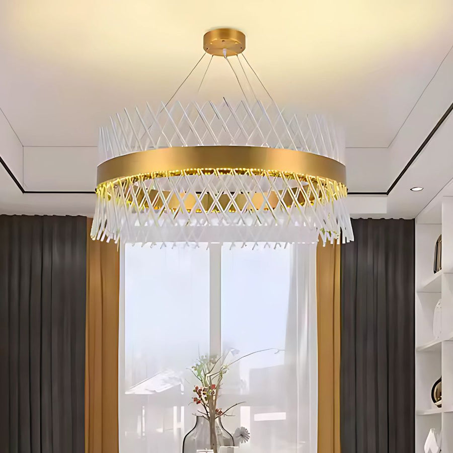 Кристален полилей ALHAMBRA Magno, LED, 86W, диаметър 60 см, топла/студена/неутрална светлина, димиране, регулируема височина, злато