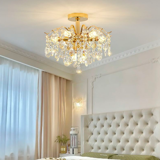 Кристален полилей Fiamma, 6x E14, диаметър 45 cm, злато