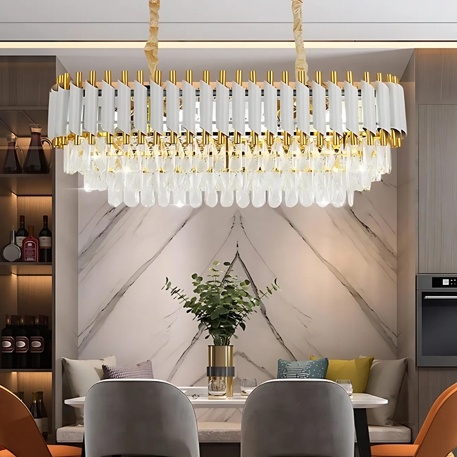 Кристален полилей Версай Реджис, диаметър 80 см, 10xe14, бял, регулируема височина