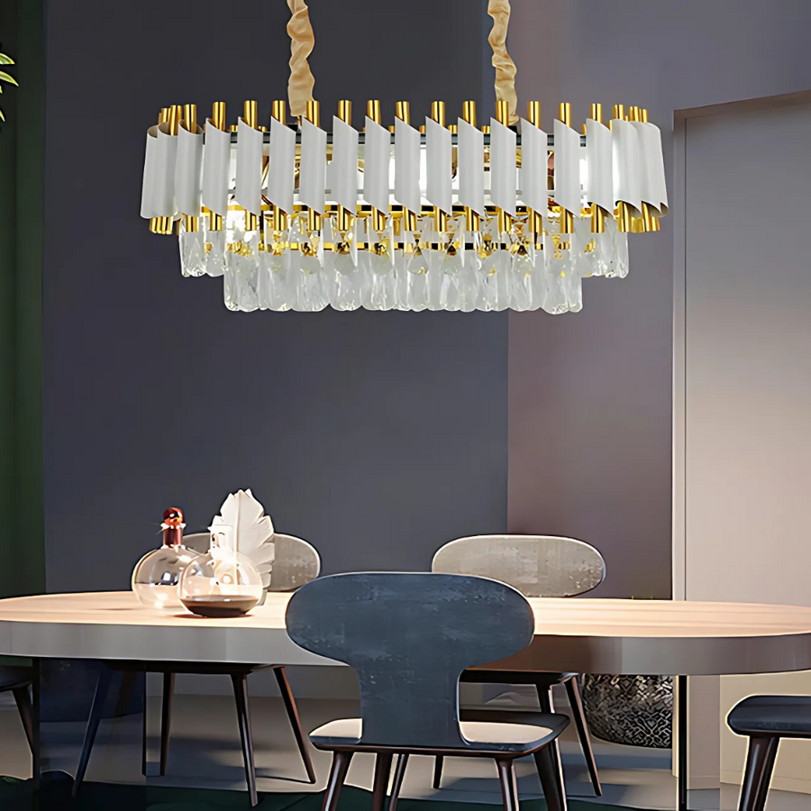 Кристален полилей Версай Реджис, диаметър 80 см, 10xe14, бял, регулируема височина