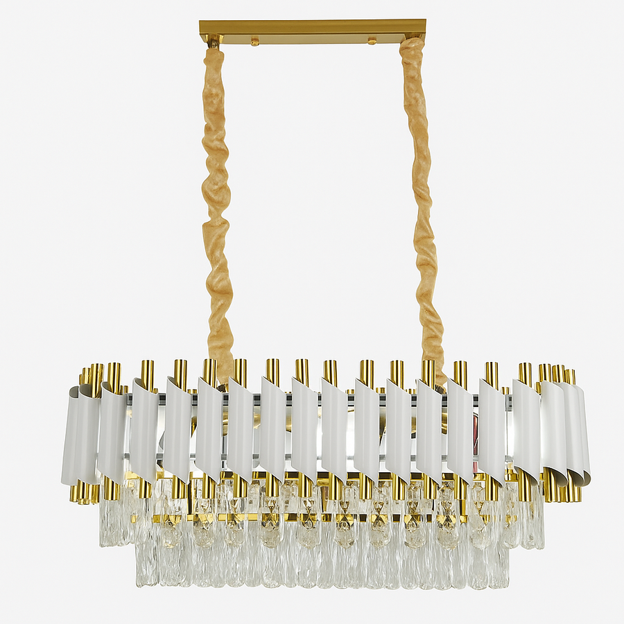 Кристален полилей Версай Реджис, диаметър 80 см, 10xe14, бял, регулируема височина