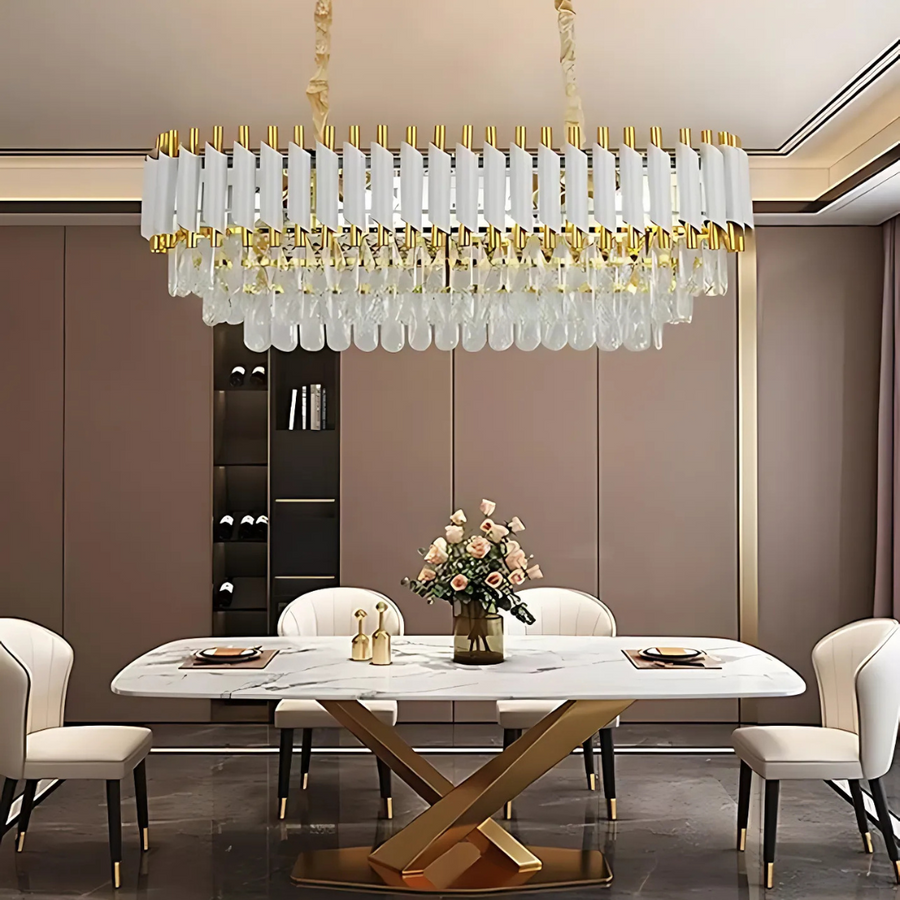 Кристален полилей Версай Реджис, диаметър 80 см, 10xe14, бял, регулируема височина