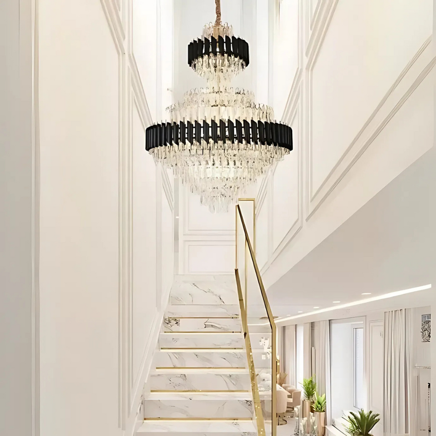 Crystal Chandelier Versailles Supremo Real E14, 80см х 110 см, лъскаво и черно злато, регулируема височина