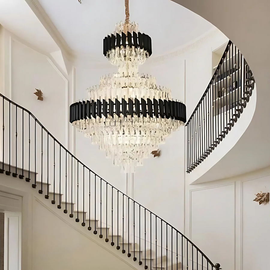 Crystal Chandelier Versailles Supremo Real E14, 80см х 110 см, лъскаво и черно злато, регулируема височина