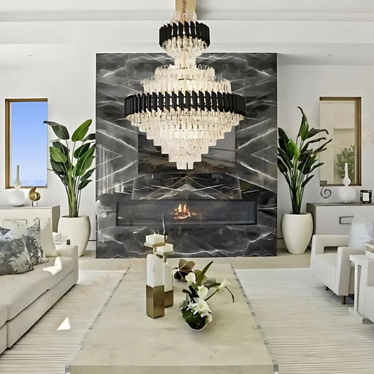 Crystal Chandelier Versailles Supremo Real E14, 80см х 110 см, лъскаво и черно злато, регулируема височина