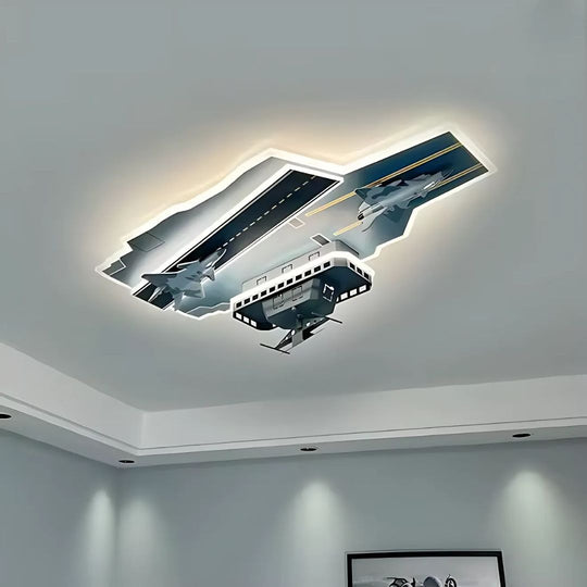 AIRCRAFT LED полилей за деца, 128W, Студена/Топла/Неутрална светлина, Aeronautical Grey Детски полилеи Заглавие по подразбиране Alessandro Design