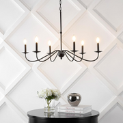 Candelabru Cristal Oliveto 6xE14, Diametru 63cm, Negru, Inaltime Reglabila