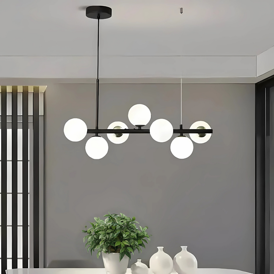 LOFT Pavilion модерен полилей с крушка, 7x G9, черен, метал, регулируема височина