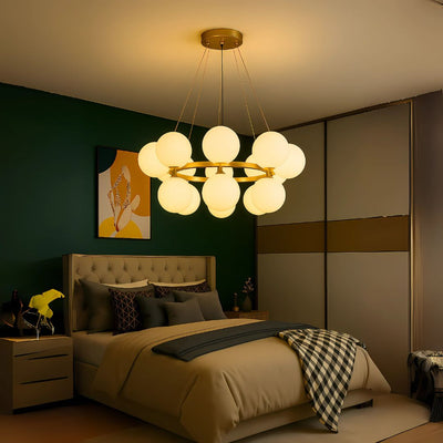 Камерен полилей LOFT, 15x G9, бяло злато, метал, регулируема височина, модерен