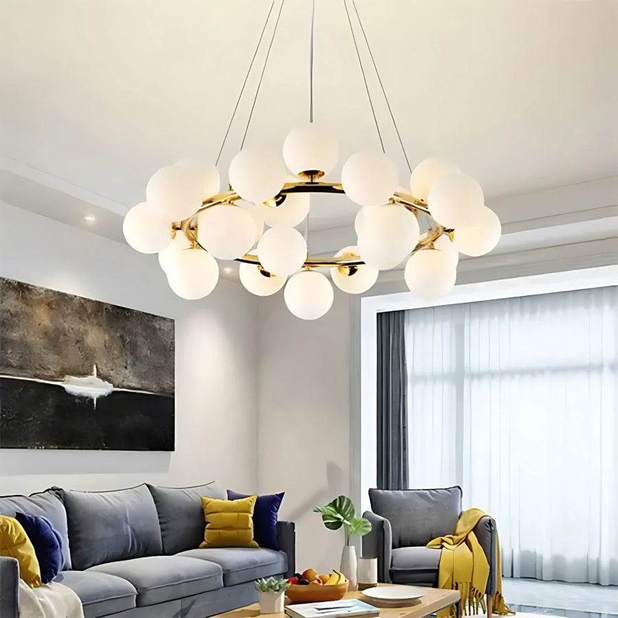 Камерен полилей LOFT, 25x G9, бяло злато, метал, регулируема височина, модерен