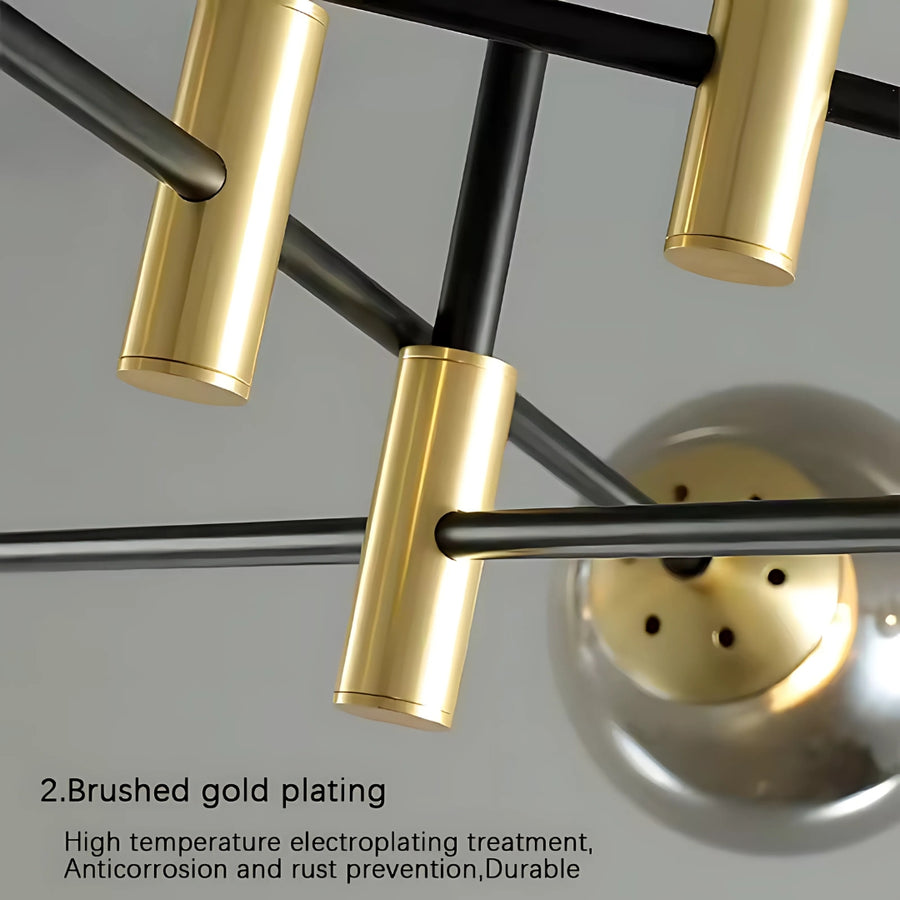 Кръгла лампа, пентхаус Grand, 8xe27, Златно черно, метал