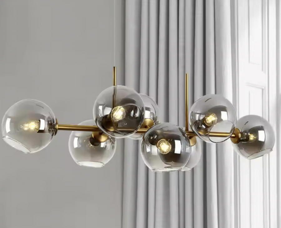 Кръгъл, скромен гранд, 8xe27, злато, метал