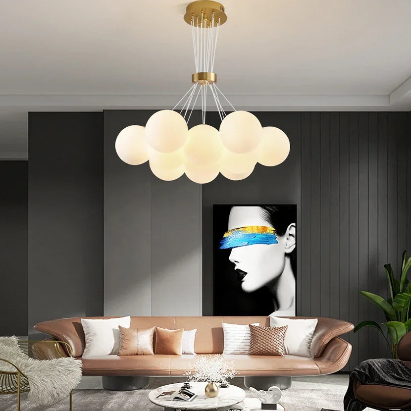 МОДЕРЕН полилей, тип махало, LOFT Bagliore, глобус, 11xE27, регулируема височина, злато