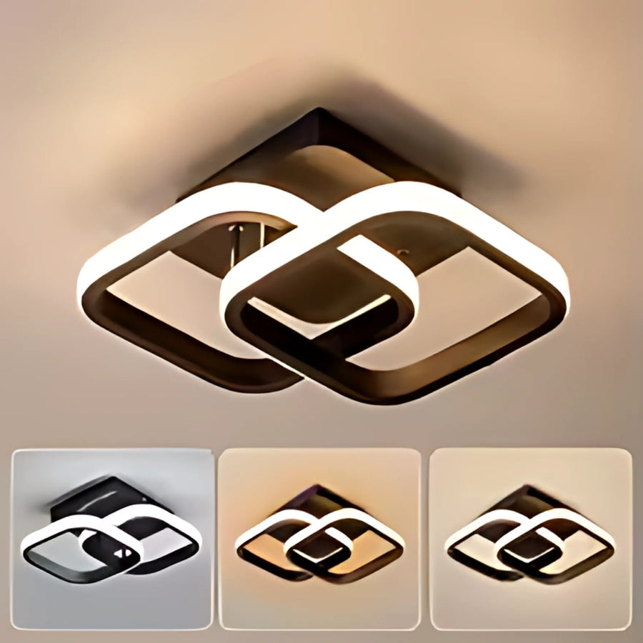 LED полилей VERTEX Matrix с припокриващи се ромби, метални рамки, 11W, 2 ромба, студена/топла/неутрална светлина, черен