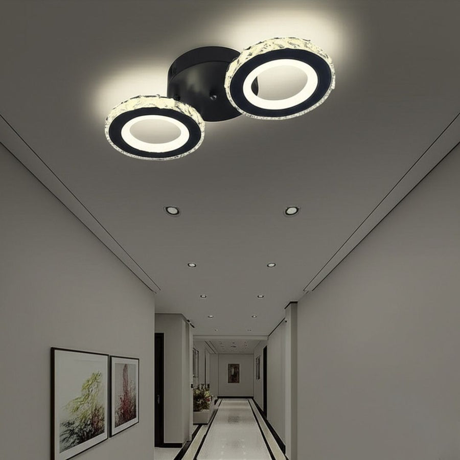 LED полилей с дистанционно управление и Crystal Nova Rotonda 29W, 2 кръга, студена/гореща/неутрална светлина, нестабилна, черна