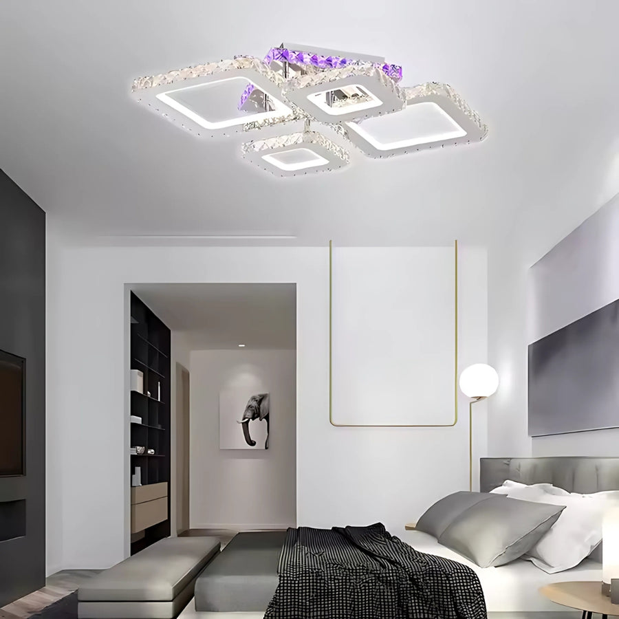 LED полилей с дистанционно управление и Crystal Nova Rhomba RGB 60W, 4 квадрат