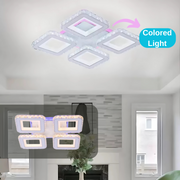 LED LED LEULA с дистанционно управление, 79W, хром с бял, метален и кристал, маргаритка, RGB