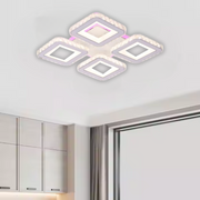 LED LED LEULA с дистанционно управление, 79W, хром с бял, метален и кристал, маргаритка, RGB