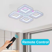 LED LED LEULA с дистанционно управление, 79W, хром с бял, метален и кристал, маргаритка, RGB