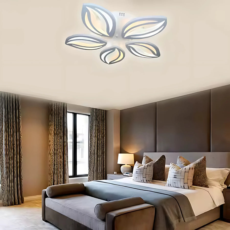 LED полилей с дистанционно управление с орхидея 65W, 5 венчелистчета, студ/гореща/неутрална светлина, лъч, бяло