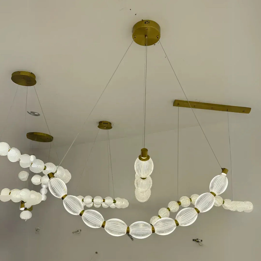 LED полилей, окачен с дистанционно управление на Fausto, 78W, студена/гореща/неутрална светлина, нестабилна, регулируема височина, злато