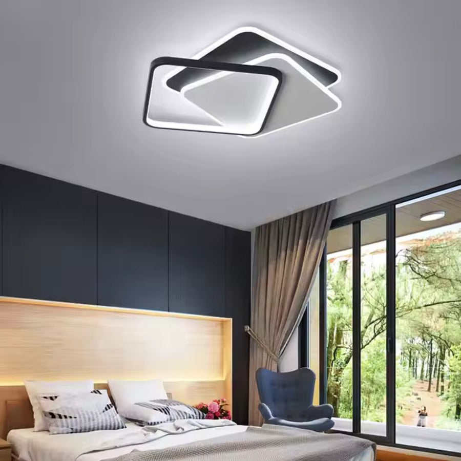 LED полилей с наклонено 120W дистанционно управление, 3 квадрата, студена/гореща/неутрална светлина, проклета, черно