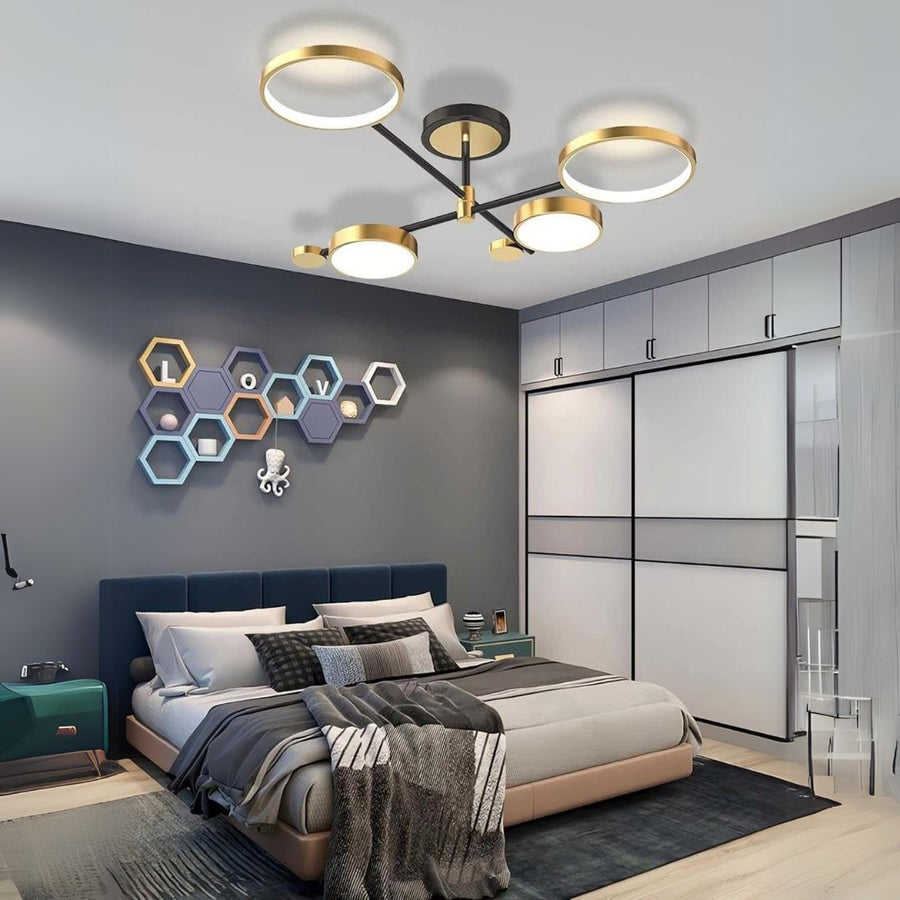 LED полилей с дистанционно управление Мария, 4 елемента, 44W, гореща/студена/неутрална светлина, недобросъвестно, злато