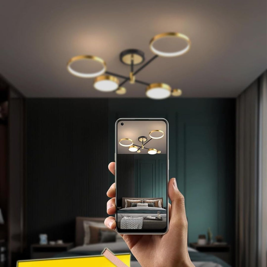 LED полилей с дистанционно управление Мария, 4 елемента, 44W, гореща/студена/неутрална светлина, недобросъвестно, злато